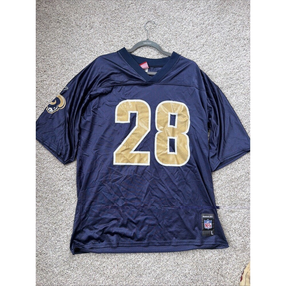 vintage early-2000s Reebok NFL St. Louis Rams Marshall Faulk #28 home jersey